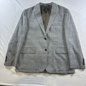 Jos. A. Bank Reserve Sport Coat Mens XL Grey Glen Plaid Tailored Fit Blazer